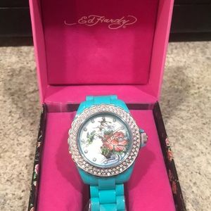 Ed Hardy Women’s Watch in Teal with studded sail